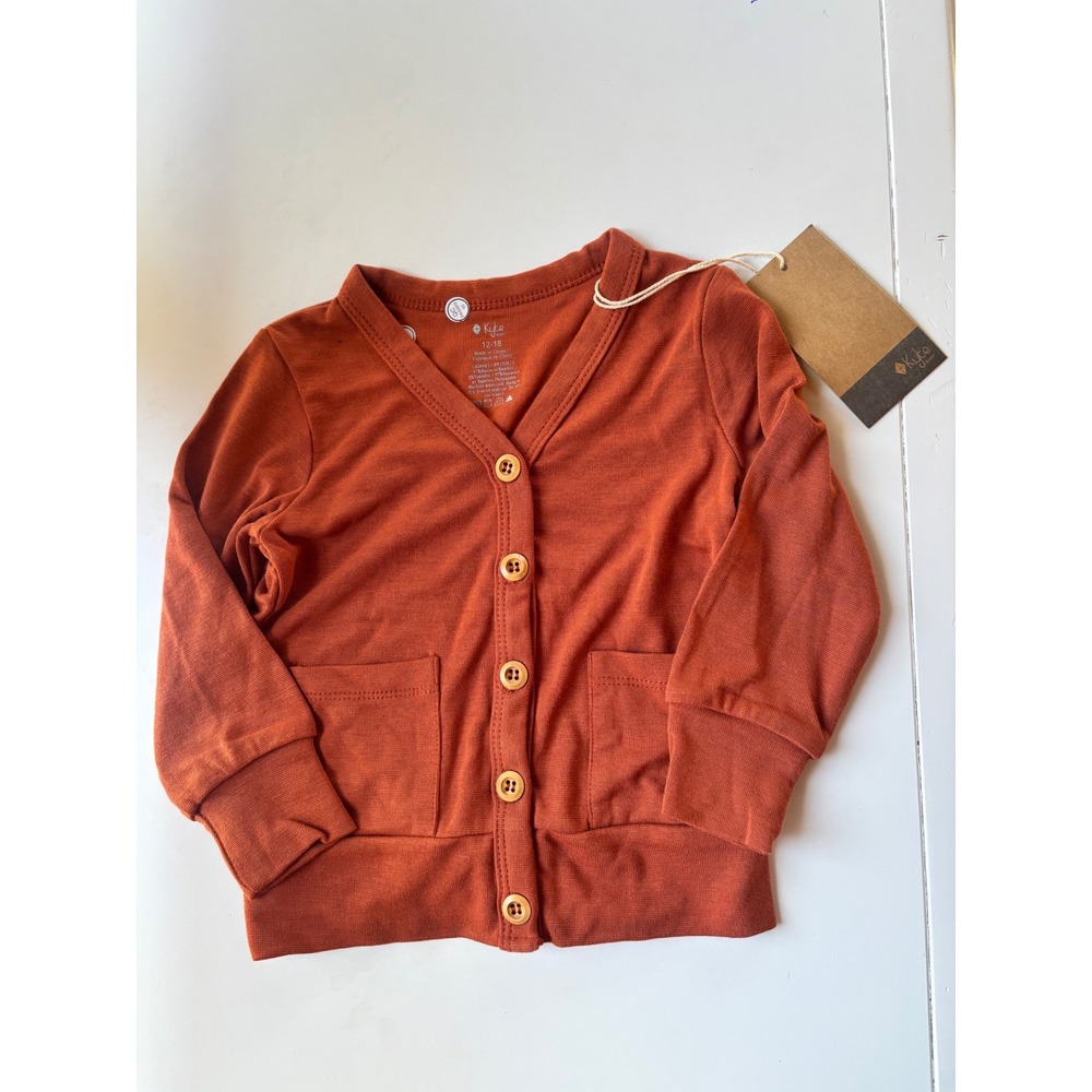 Kyte Baby Bamboo Cardigan Rust Orange Button Front Sweater NWT 12-18M